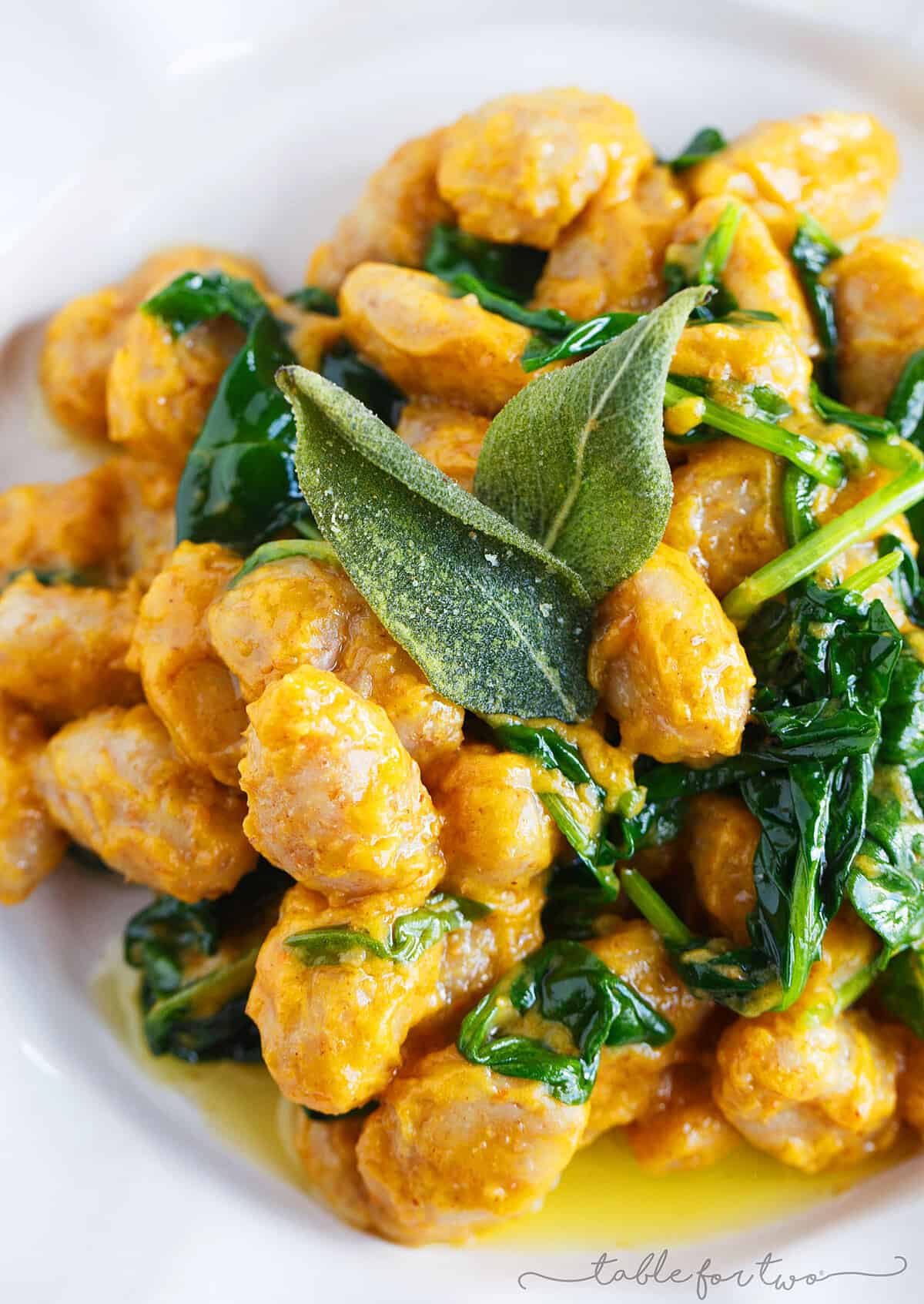 Whole Wheat Gnocchi with Brown Butter and Sage Pumpkin Sauce