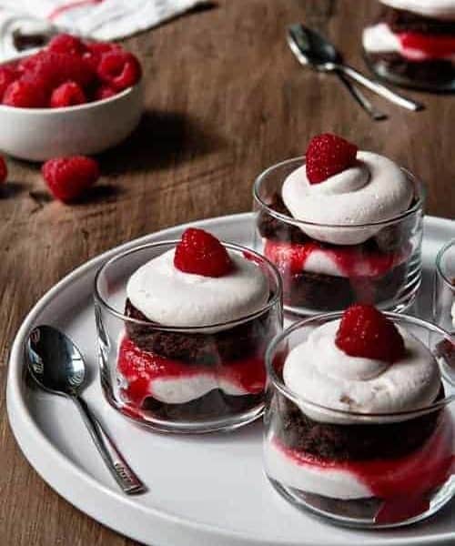 Mini Brownie Trifles with Fresh Raspberries